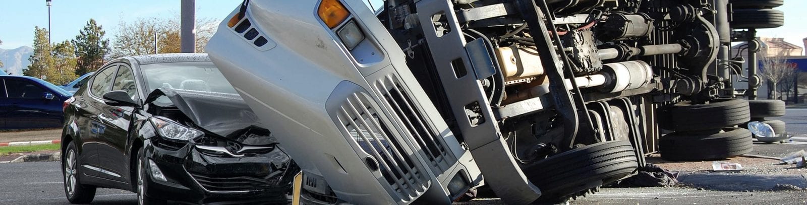 Aftermath of 18-wheeler Truck Accident Stock Photo