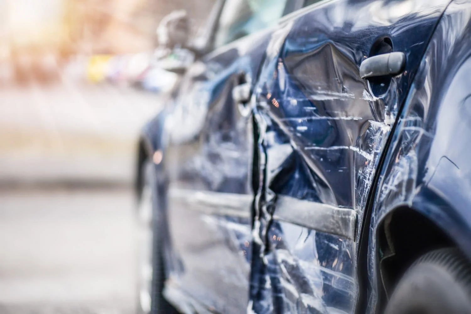Damage to a car after an accident in Selma, AL.