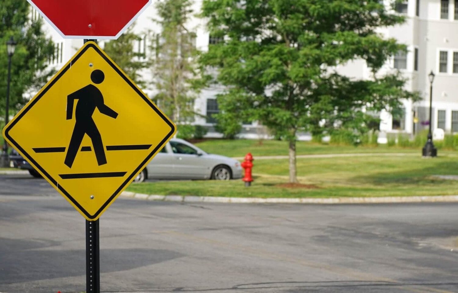 pedestrian crossing sign at apartment complex near union springs